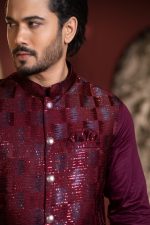 Men’s Ethnic Koti Waistcoat : (Maroon) K-2. - Image 2