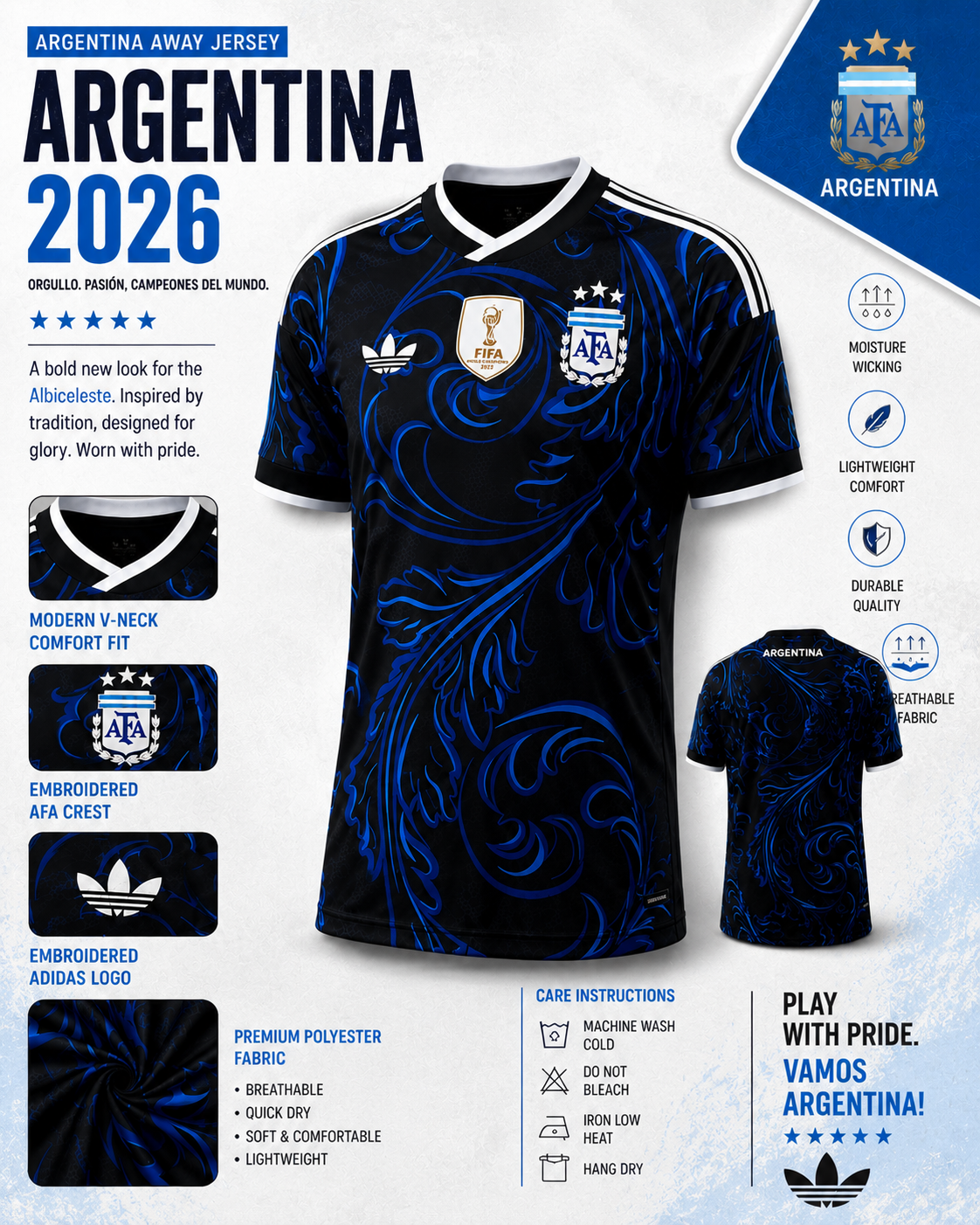 a40d8874-bd5d-42dc-8f2e-2e35bb81b15c Argentina (Away) Imported Player Edition Jersey - Image 1